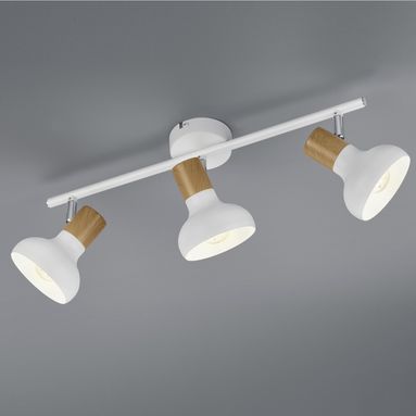 BARRA 3 SPOT E14 LATIKA 47CM BIANCA/LEGNO