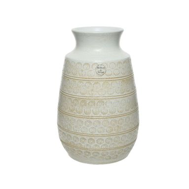VASO IN TERRACOTTA D.23XH35CM BIANCO/SABBIA CON RI