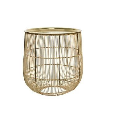 TAVOLO IN RATTAN D.38XH39CM IN FERRO ORO