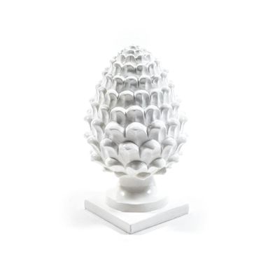 PIGNA DECORATIVA D.13XH23CM IN RESINA BIANCA
