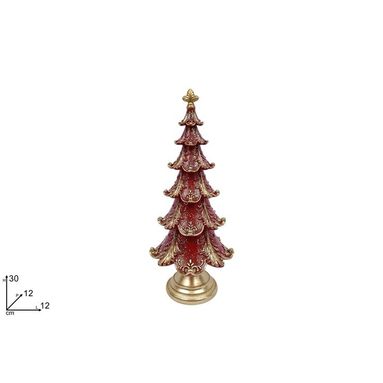 ALBERO 30CM ROSSO CON DECORO ORO