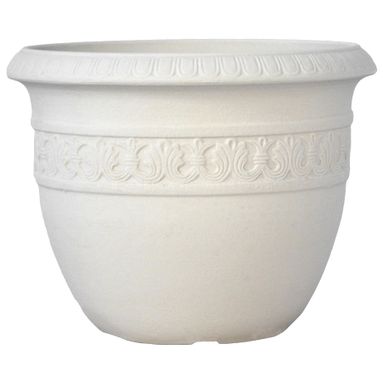CONCHINO DECORATO OSTUNI D.35XH28CM BIANCO PERLA