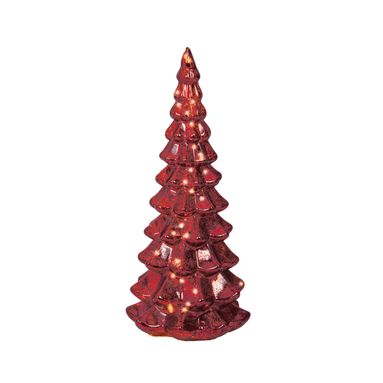 ALBERELLO IN VETRO CON LED D.14,5XH32CM ROSSO.