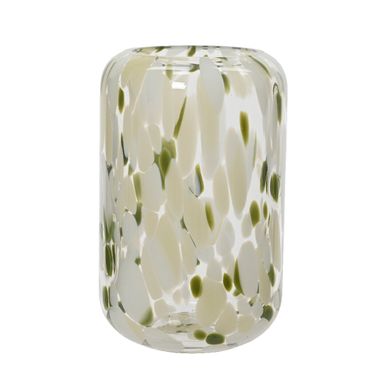 VASO GLASS D.16XH32CM VERDE / CREMA.