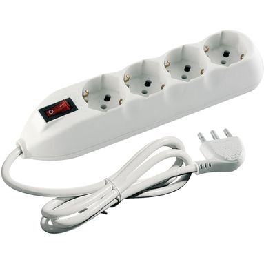 MULTIPRESA POKER BIANCA 16A CON 4 SCHUKO. INTERRUT
