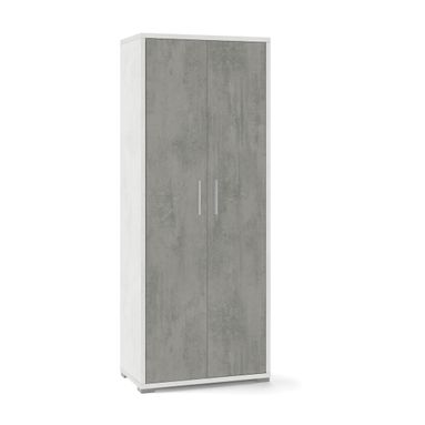 MOBILE 2 ANTE 71X41XH182CM STRUTTURA OSSIDO BIANCO FRONTALE CEMENTO