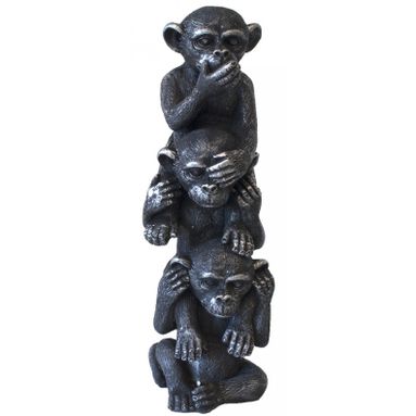 STATUETTA NERA H31CM DELLE 3 SCIMMIE DI SAGGEZZA