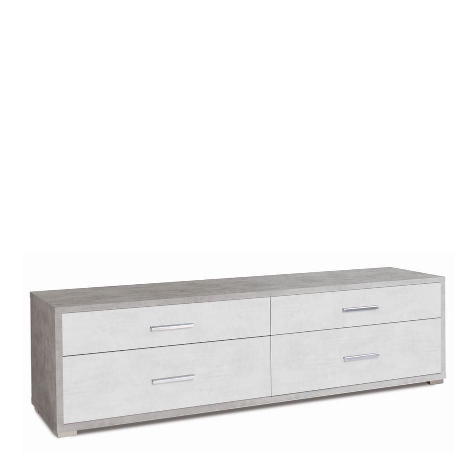 mobile-4-cassetti-kit-179x47xh50cm-struttura-cemento-frontale-ossido-bianco