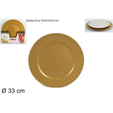 SOTTOPIATTO ORO 33CM CON BORDI RIGATI.