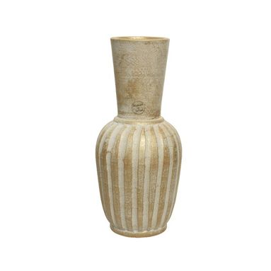 VASO IN TERRACOTTA BIANCO CON STRISCE D'ORATE DIA1