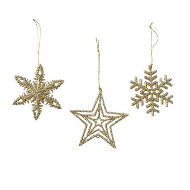 FIGURE NATALIZIE DI PLASTICA ORO STELLA/FIOCCO DI.