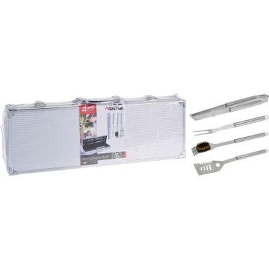 VALIGETTA CON 4 UTENSILI IN ACCIAIO INOX PER BBQ