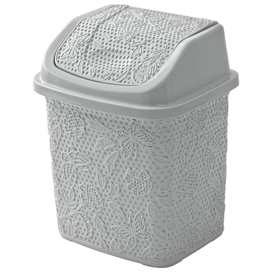 pattumiera-plastica-flower-5-dot-5lt-grigio