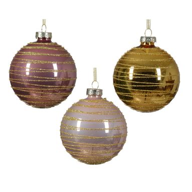 SFERA NATALIZIA 8CM ORO / ROSA LUCIDE / OPACHE IN.