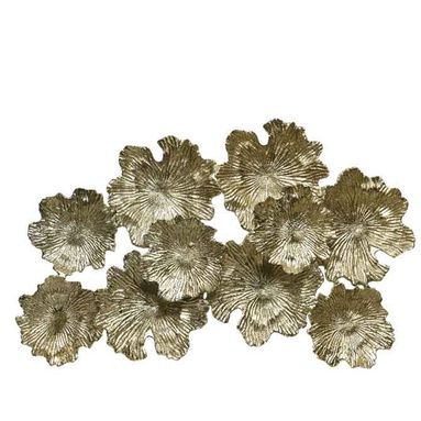 DECORAZIONE FIORE IN ALLUMINIO COLORE ORO CM.97X7X56H.
