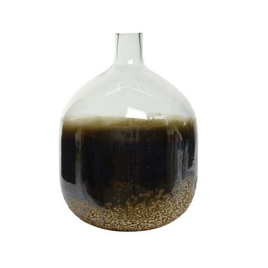 VASO IN VETRO TRASPARENTE/ORO 40CM