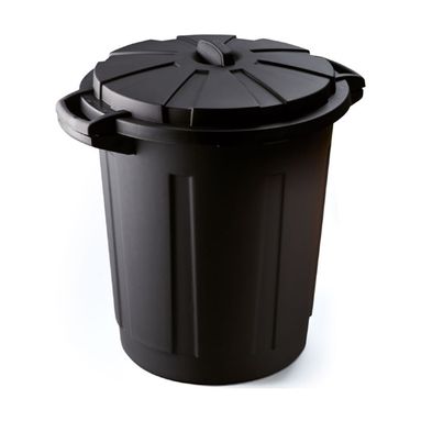 PATTUMIERA TOMMY 75L D.59CM NERO CON COPERCHIO IN