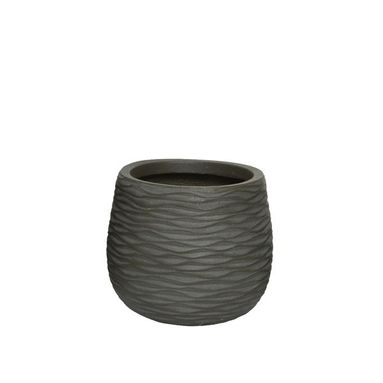 VASO IN ARGILLA MARRONE D.30XH26CM EFFETTO ONDE