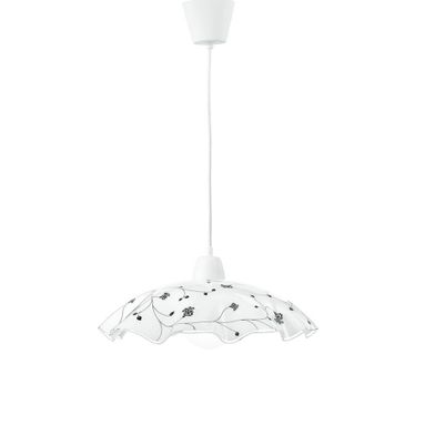 LAMPADARIO ROOT E27 D.42XH120CM BIANCO/FIORI NERI.