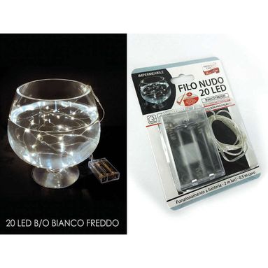 FILO NUDO 20 MICROLED BIANCO FREDDO A BATTERIA.