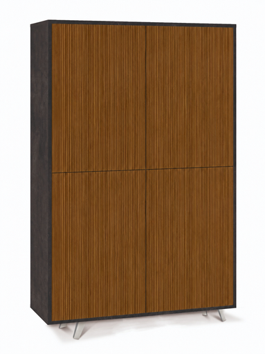 MOBILE 4 ANTE KIT 108X41XH161CM STRUTTURA OSSIDO NERO FRONTALE ROVERE DOGATO