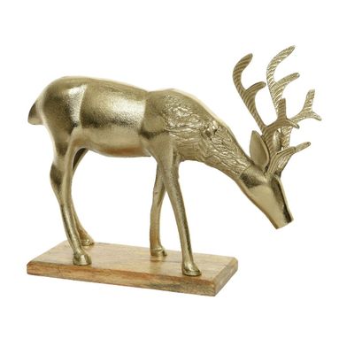 RENNA IN METALLO CON BASE IN LEGNO H31CM.