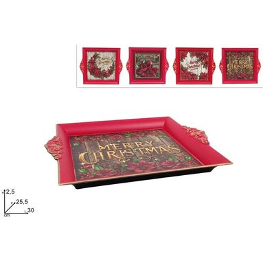 VASSOIO CON DECORO STELLA DI NATALE 30X25,5 CM
