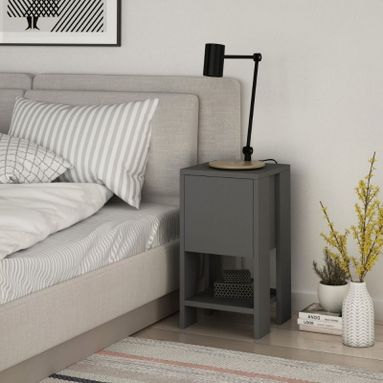 COMODINO EMA 30X30XH50CM ANTRACITE ANTA RIBALTA.
