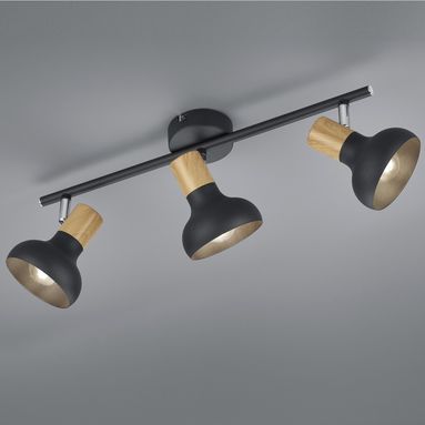 BARRA 3 SPOT E14 LATIKA 47CM NERA/LEGNO