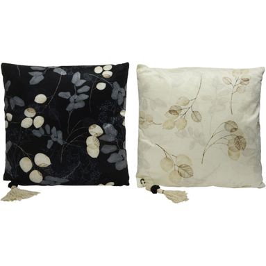 CUSCINO 45X45CM NERO/BIANCO E ORO CON NAPPINA