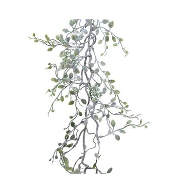 GHIRLANDA 150CM CON BACCHE BIANCHE GLITTERATE E NE