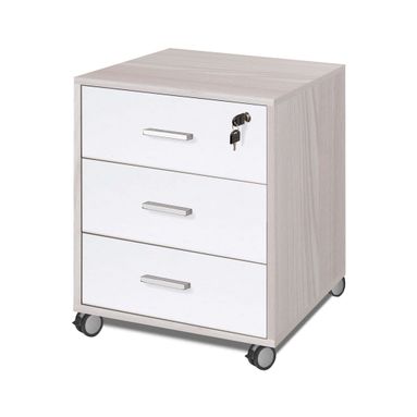 CASSETTIERA 3 CASSETTI 50X41XH70CM STRUTTURA OLMO CHIARO FRONTALE BIANCO FIAMMATO