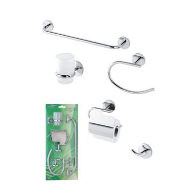 SET 5 ACCESSORI BAGNO BORA CROMO / VETRO