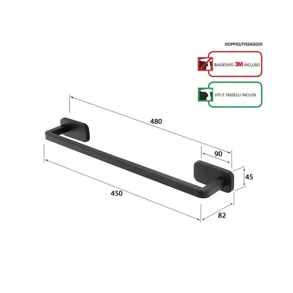 portasciugamani-cubik-45cm-inox-nero