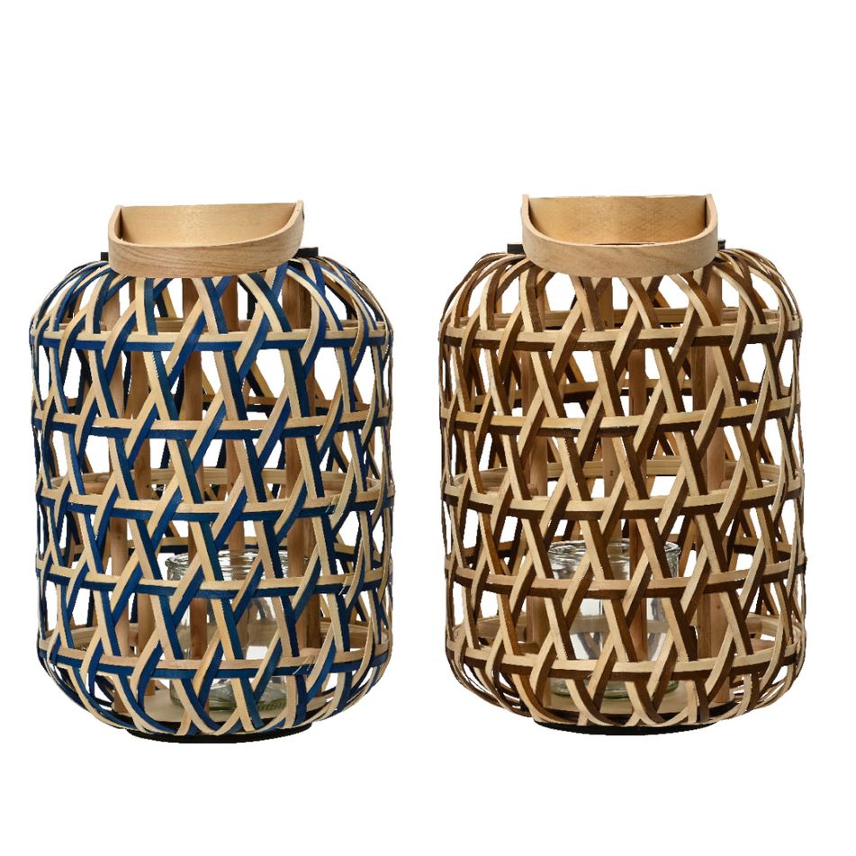 lanterna-poplar-d-dot-28xh43cm-blu-slash-marrone