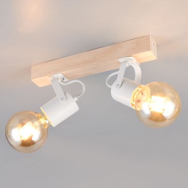 BARRA 2 SPOT E27 LYNAR 31CM BIANCA/LEGNO