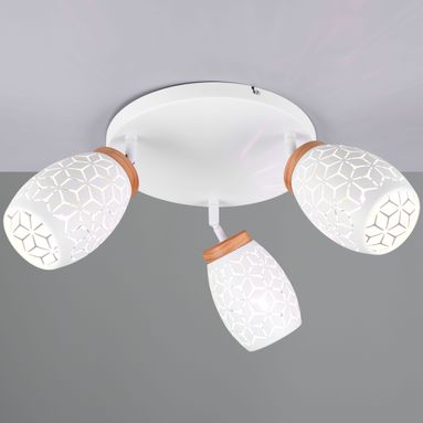 PLAFONIERA 3XE14 BIDAR D.58CM BIANCA/LEGNO