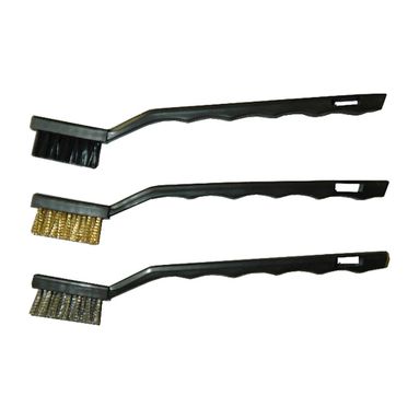 SET 3 MINI SPAZZOLE IN OTTONE. PLASTICA E ACCIAIO