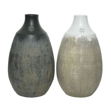 VASO IN TERRACOTTA BICOLORE D.24XH40CM SABBIA E AN