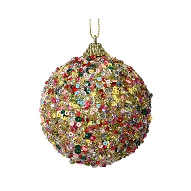 SFERA NATALIZIA 8CM CON PAILETTES MULTICOLOR.