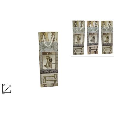 BUSTA REGALO CHIAVI VINTAGE 36X12X10CM 3COL.
