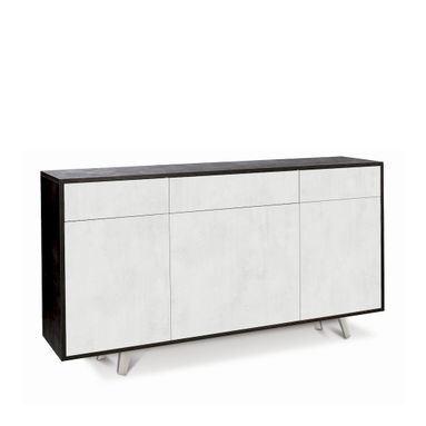 MOBILE 3 ANTE 3 CASSETTI KIT 164X41XH92CM STRUTTURA OSSIDO NERO FRONTALE OSSIDO BIANCO