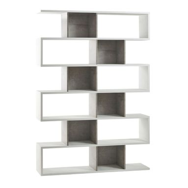 LIBRERIA MODULARE  150X38XH215CM STRUTTURA OSSIDO BIANCO FRONTALE CEMENTO