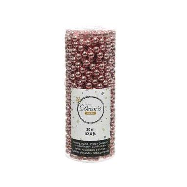 GHIRLANDA DI PERLINE LUCIDA ROSA VELLUTO L10MT