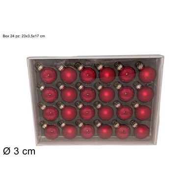PALLINE VETRO ROSSE IN BOX 3CM SET 24PZ