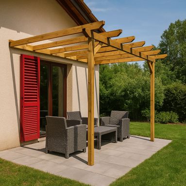 PERGOLA ADDOSSATA URBAN 100 300X400XH240CM IN PINO