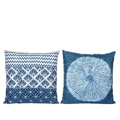 CUSCINO 45X45CM DECORATO BLU DA ESTERNO IN POLIEST