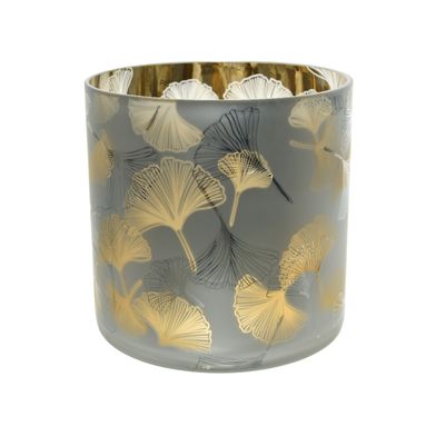 VASO IN VETRO OPACO INTERNO ORO E BIANCO 20CM