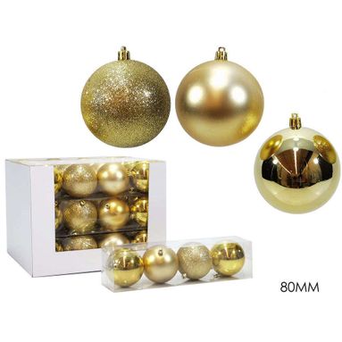 SFERE NATALIZIE 8CM ORO 4PZ ASSORTITE.