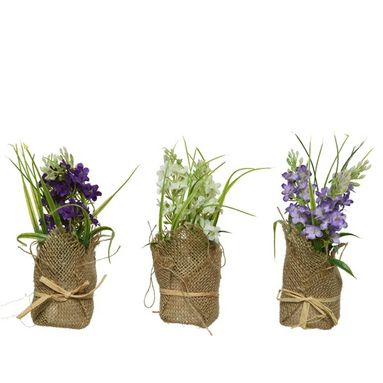 VASETTO IN JUTA CON LAVANDA D.6XH17CM IN 3 COLORI